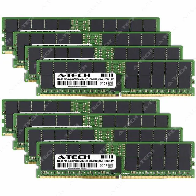 Alt view image 2 of 7 - A-Tech 1TB (8x128GB) 2S2Rx4 (4Rx4 3DS) PC5-44800R DDR5 5600 MHz EC8 RDIMM ECC Registered DIMM 288-Pin Quad Rank x4 3DS/TSV Server & Workstation RAM Memory Upgrade Kit