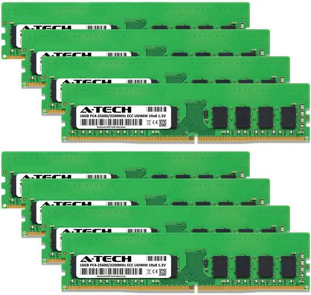 Alt view image 2 of 7 - A-Tech 128GB (8x16GB) 1Rx8 PC4-25600E DDR4 3200 MHz ECC UDIMM Unbuffered DIMM 288-Pin Single Rank x8 Server & Workstation RAM Memory Upgrade Kit