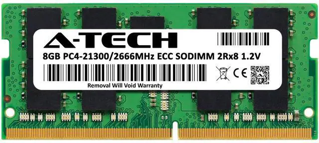 Alt view image 2 of 7 - A-Tech 8GB DDR4 2666 MHz ECC SODIMM PC4-21300 ECC Unbuffered SO-DIMM 260-Pin 1.2V 2Rx8 Dual Rank RAM Memory Upgrade Module for Microservers, Mobile Workstations, and NAS Servers