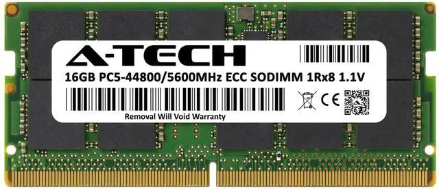 Alt view image 2 of 5 - A-Tech 16GB DDR5 5600 MHz ECC SODIMM PC5-44800 ECC Unbuffered SO-DIMM 262-Pin 1.1V 1Rx8 Single Rank RAM Memory Upgrade Module for Microservers, Mobile Workstations, and NAS Servers