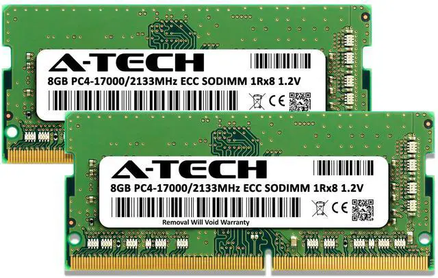 Alt view image 2 of 7 - A-Tech 16GB (2x8GB) DDR4 2133 MHz ECC SODIMM PC4-17000 ECC Unbuffered SO-DIMM 260-Pin 1.2V 1Rx8 Single Rank RAM Memory Upgrade Kit for Microservers, Mobile Workstations, and NAS Servers
