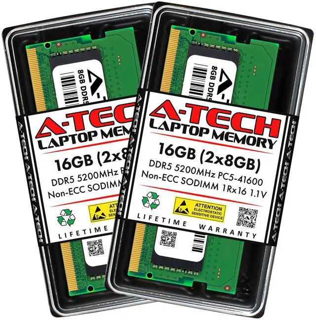 A-Tech 16GB (2x8GB) DDR5 5200MHz SODIMM PC5-41600 Non-ECC