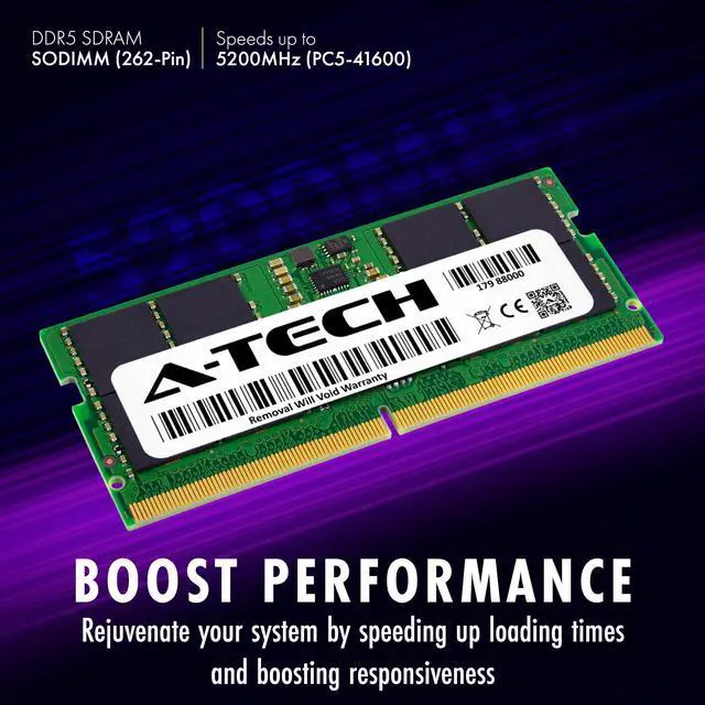 Alt view image 4 of 7 - A-Tech 16GB DDR5 5200MHz SODIMM PC5-41600 Non-ECC Unbuffered CL42 1.1V 262-Pin SO-DIMM Laptop, Notebook, All-in-One Computer RAM Memory Upgrade Module