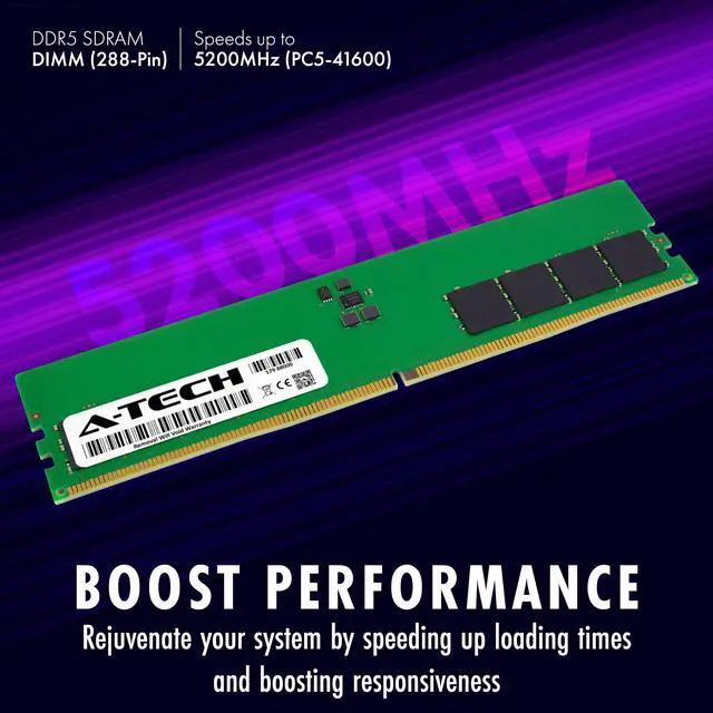 Alt view image 4 of 7 - A-Tech 16GB DDR5 5200MHz DIMM PC5-41600 Non-ECC Unbuffered CL42 UDIMM 288-Pin 1.1V Desktop Tower PC RAM Memory Upgrade Module