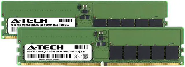 Alt view image 2 of 6 - A-Tech 96GB (2x48GB) 2Rx8 PC5-44800E DDR5 PC5-44800 MHz ECC UDIMM Unbuffered DIMM 288-Pin Dual Rank x8 Server & Workstation RAM Memory Upgrade Kit