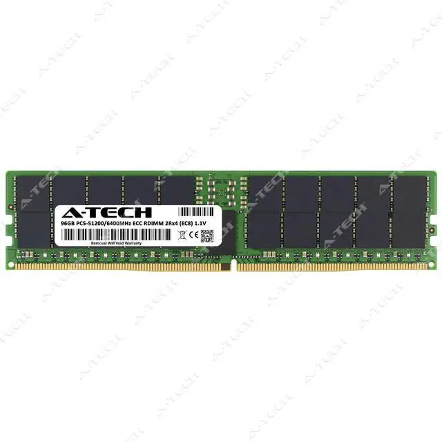 Alt view image 2 of 6 - A-Tech 96GB 2Rx4 PC5-51200R DDR5 6400 MHz EC8 RDIMM ECC Registered DIMM 288-Pin Dual Rank x4 Server & Workstation RAM Memory Upgrade Module