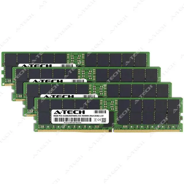 Alt view image 2 of 6 - A-Tech 384GB (4x96GB) 2Rx4 PC5-51200R DDR5 6400 MHz EC8 RDIMM ECC Registered DIMM 288-Pin Dual Rank x4 Server & Workstation RAM Memory Upgrade Kit