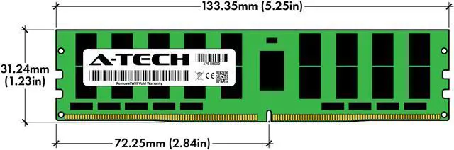 Alt view image 3 of 5 - A-Tech 32GB 4Rx4 PC4-17000 DDR4 2133 ECC LR LRDIMM Load Reduced DIMM 288-Pin Quad Rank x4 Server RAM Memory Module