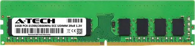 Alt view image 2 of 4 - A-Tech 16GB 2Rx8 PC4-21300 DDR4 2666 ECC UDIMM Unbuffered DIMM 288-Pin Dual Rank x8 Server RAM Memory Module