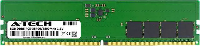 Alt view image 2 of 7 - A-Tech 8GB DDR5 4800MHz DIMM PC5-38400 Non-ECC Unbuffered CL40 UDIMM 288-Pin 1.1V Desktop RAM Memory Module