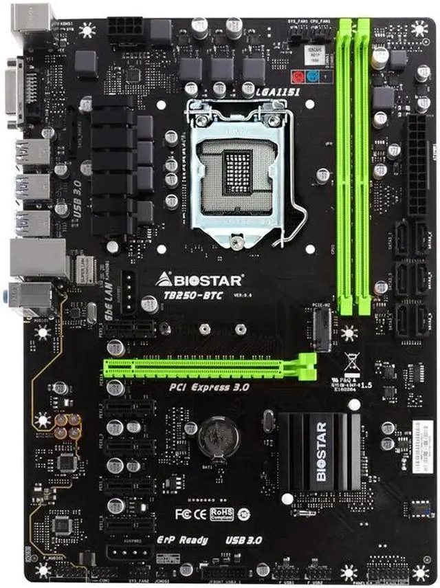 Alt view image 7 of 11 - BIOSTAR TB250-BTC LGA 1151 Intel B250 SATA 6Gb/s USB 3.0 ATX Motherboard for Cryptocurrency Mining (BTC)