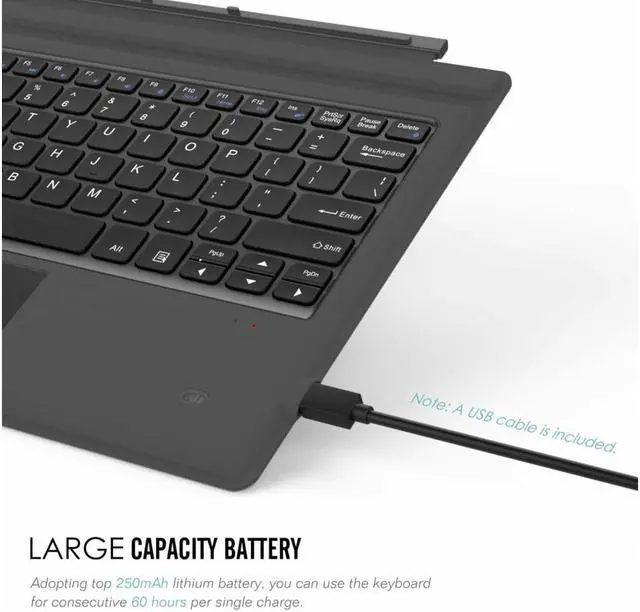 Alt view image 3 of 7 - For Microsoft Surface Pro 7/Pro 6/5 Type Cover Wireless Bluetooth Keyboard with Touchpad and 7-Color LED Backlit