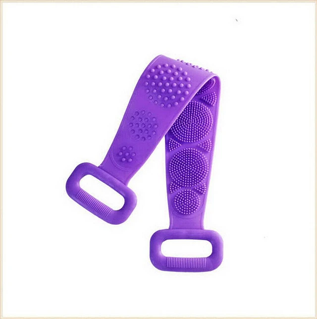 Main image of Silicone Bath Towel Rub Brush Pull Back Strip Scrubber Exfoliating Scrub Tool