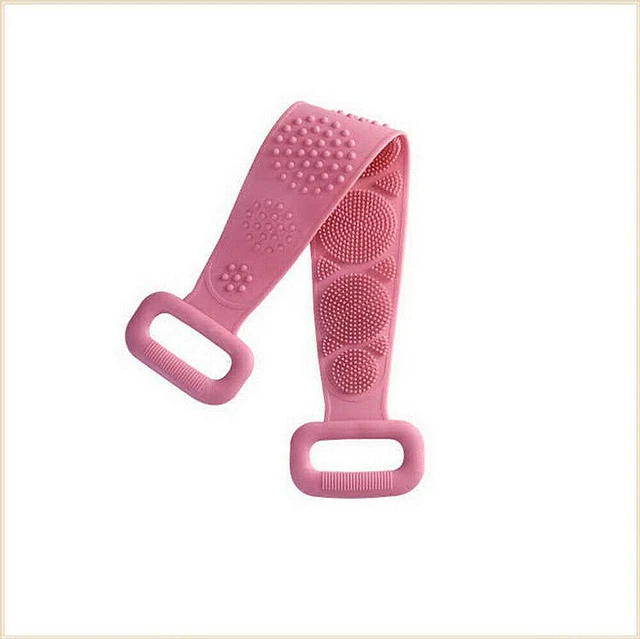 Main image of Silicone Bath Towel Rub Brush Pull Back Strip Scrubber Exfoliating Scrub Tool