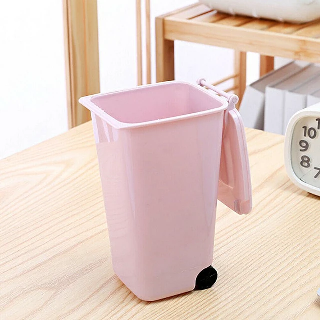 Alt view image 6 of 7 - 4 Pack Small Trash Can Mini Curbside Bin with Lid Desk Organizer Pen Holder