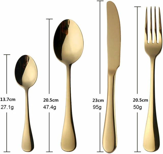 Alt view image 6 of 7 - 4Pcs Flatware Rainbow Dinnerware Stainless Steel Tableware Set Fork Spoon Knife (Gold)