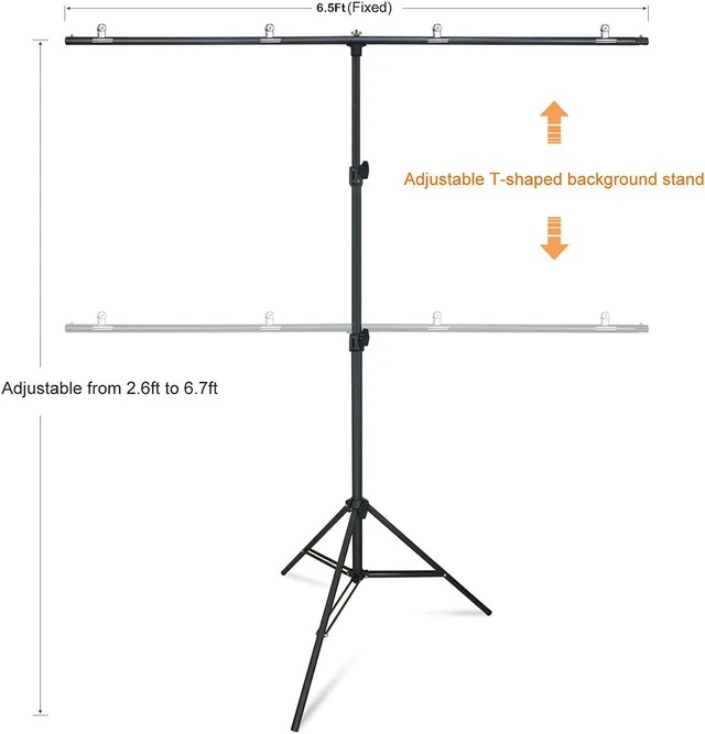 Alt view image 6 of 7 - 6.5x6.5feet/2x2m T-Shaped Photo Backdrop Background Stand with Four Clip Kit