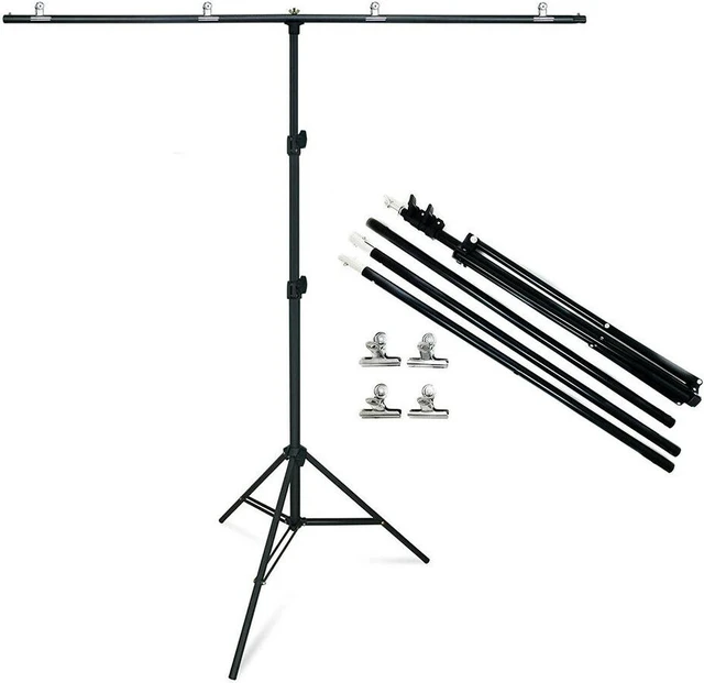 Main image of 6.5x6.5feet/2x2m T-Shaped Photo Backdrop Background Stand with Four Clip Kit