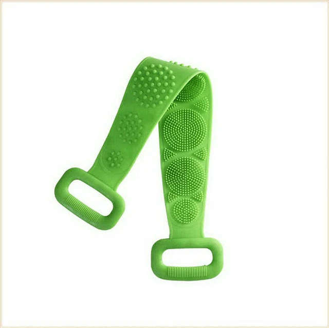 Main image of Silicone Bath Towel Rub Brush Pull Back Strip Scrubber Exfoliating Scrub Tool