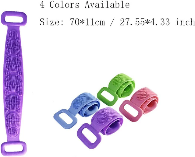 Alt view image 2 of 4 - Silicone Bath Towel Rub Brush Pull Back Strip Scrubber Exfoliating Scrub Tool
