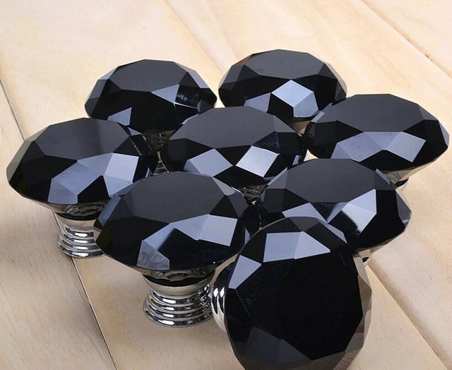 Alt view image 4 of 6 - 10Pcs Crystal Glass Cabinet Knob Diamond Shape 30mm Drawer Cupboard Handle Pull