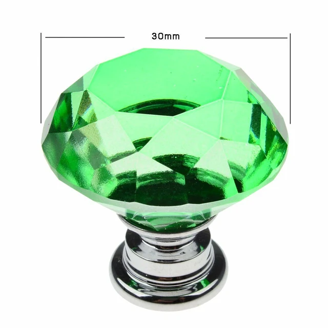 Alt view image 3 of 6 - 10Pcs Crystal Glass Cabinet Knob Diamond Shape 30mm Drawer Cupboard Handle Pull