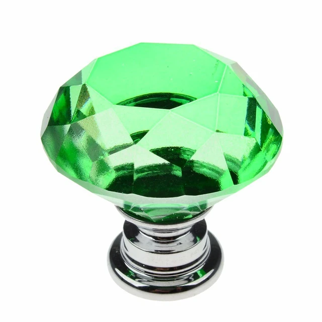 Alt view image 5 of 6 - 10Pcs Crystal Glass Cabinet Knob Diamond Shape 30mm Drawer Cupboard Handle Pull