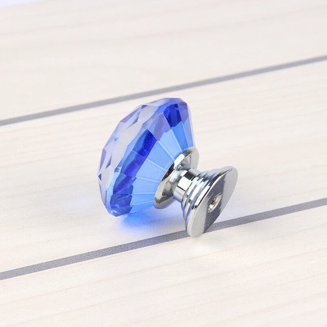 Alt view image 2 of 7 - 10Pcs Crystal Glass Cabinet Knob Diamond Shape 30mm Drawer Cupboard Handle Pull