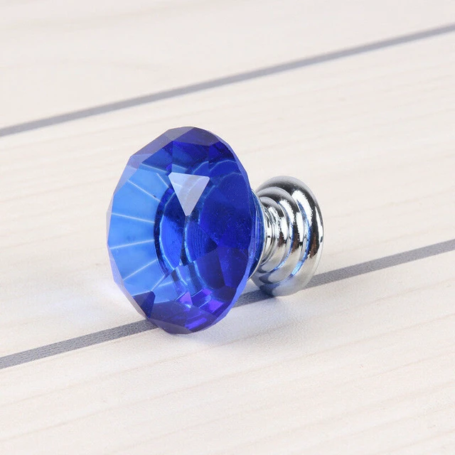 Alt view image 4 of 7 - 10Pcs Crystal Glass Cabinet Knob Diamond Shape 30mm Drawer Cupboard Handle Pull