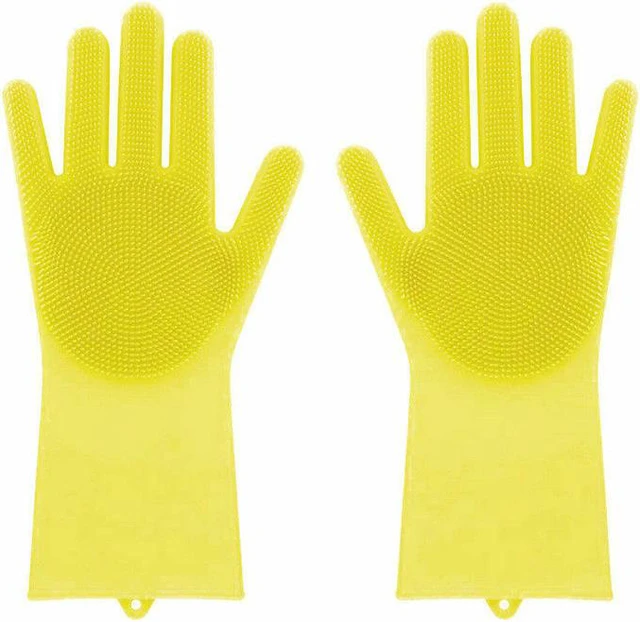 Main image of Silicone Cleaning Brush Scrubber Gloves Heat Resistant Dish Washing