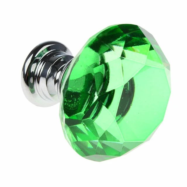 Alt view image 4 of 6 - 10Pcs Crystal Glass Cabinet Knob Diamond Shape 30mm Drawer Cupboard Handle Pull