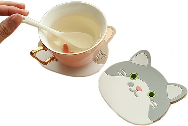 Alt view image 2 of 6 - 6 Pack Cat Coasters Mug Cushion Tea Cup Pad Tableware Mat Silicone Place Mat