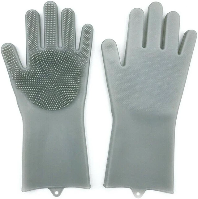 Main image of Silicone Cleaning Brush Scrubber Gloves Heat Resistant Dish Washing