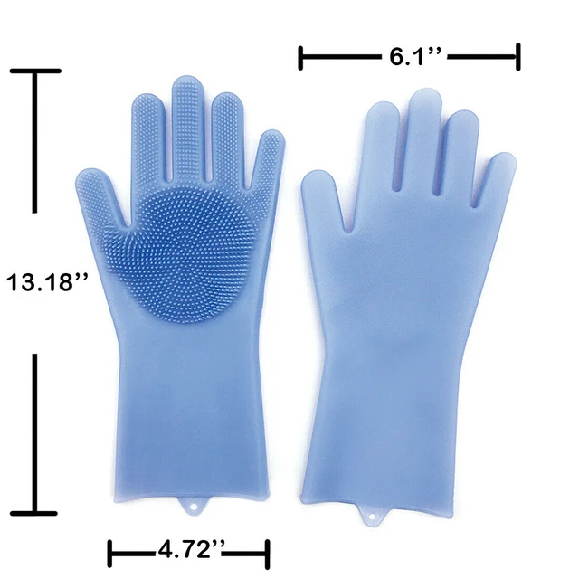 Alt view image 2 of 2 - Silicone Cleaning Brush Scrubber Gloves Heat Resistant Dish Washing