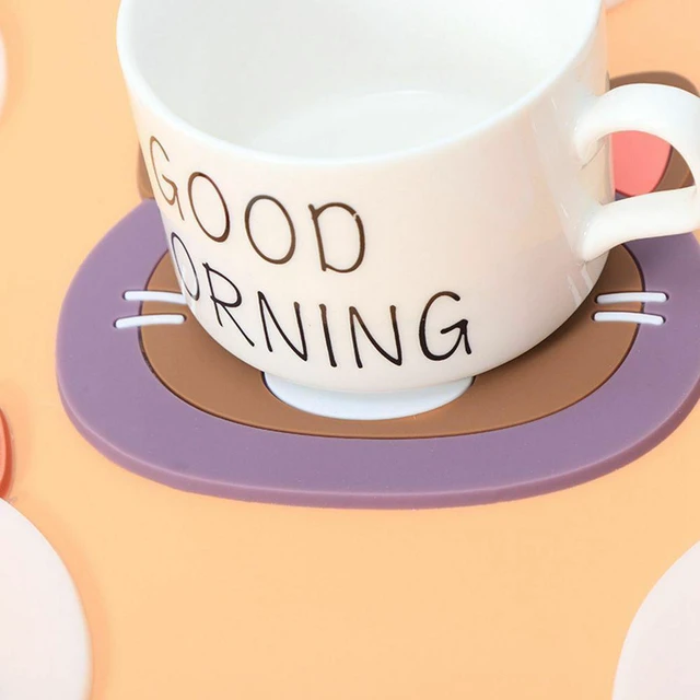 Alt view image 3 of 6 - 6 Pack Cat Coasters Mug Cushion Tea Cup Pad Tableware Mat Silicone Place Mat