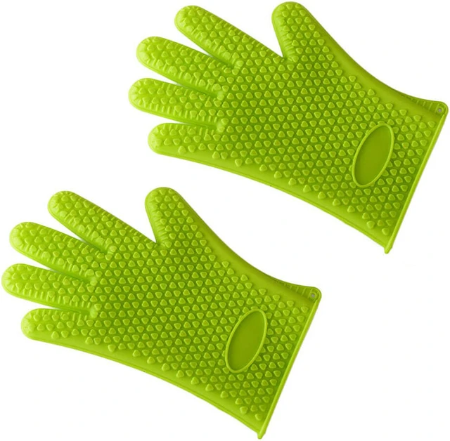 Alt view image 5 of 6 - Silicone BBQ Heat Resistant Gloves Grill Pot Holder Cooking Grip Oven Mitts