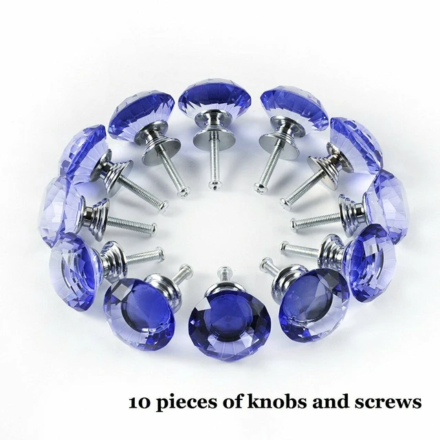 Alt view image 6 of 7 - 10Pcs Crystal Glass Cabinet Knob Diamond Shape 30mm Drawer Cupboard Handle Pull