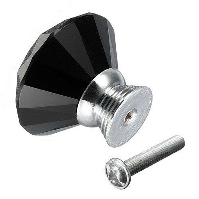 Alt view image 2 of 6 - 10Pcs Crystal Glass Cabinet Knob Diamond Shape 30mm Drawer Cupboard Handle Pull
