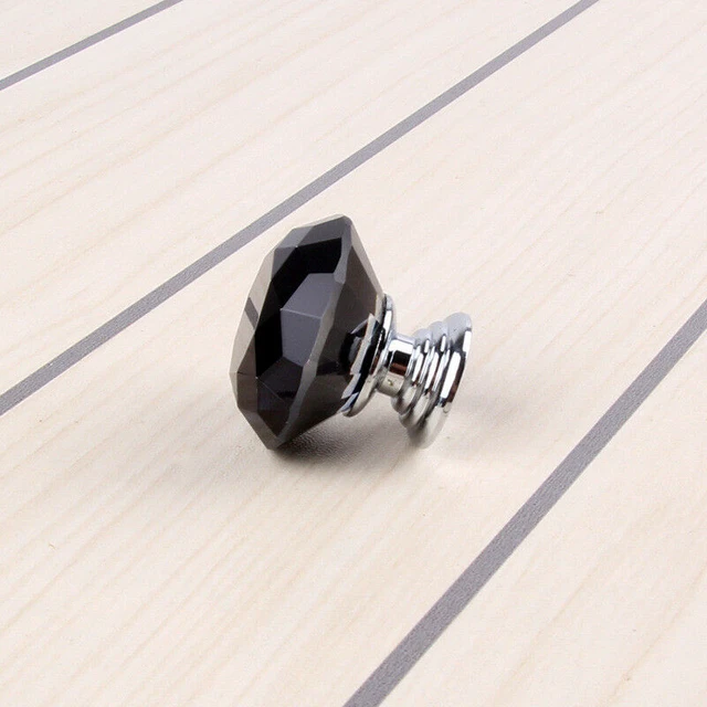 Alt view image 5 of 6 - 10Pcs Crystal Glass Cabinet Knob Diamond Shape 30mm Drawer Cupboard Handle Pull