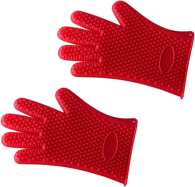 Main image of Silicone BBQ Heat Resistant Gloves Grill Pot Holder Cooking Grip Oven Mitts