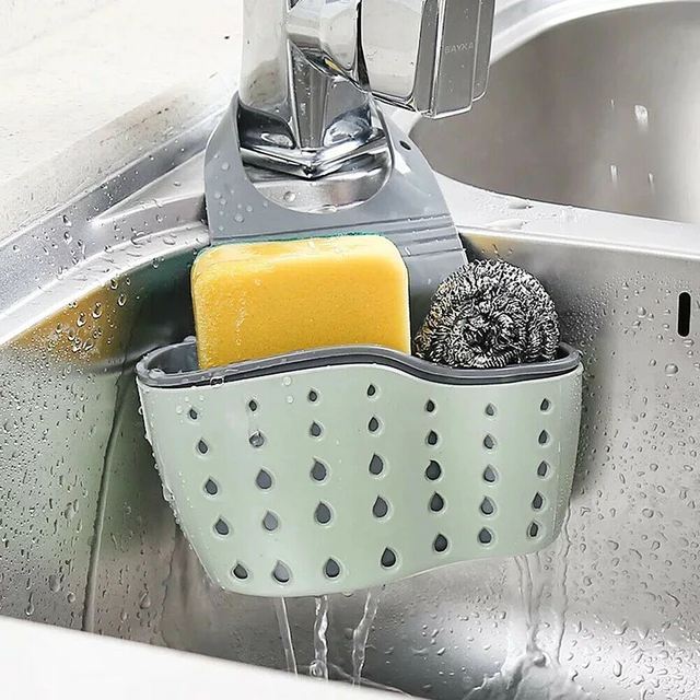 Alt view image 7 of 7 - 2 Pack Kitchen Organizer Sink Faucet Caddy Basket Cleaning Sponge Holder Soap