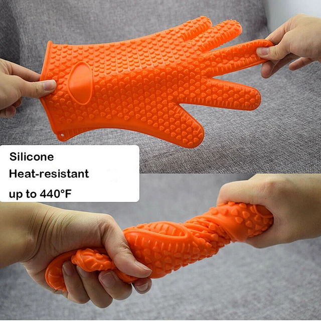 Alt view image 6 of 6 - Silicone BBQ Heat Resistant Gloves Grill Pot Holder Cooking Grip Oven Mitts