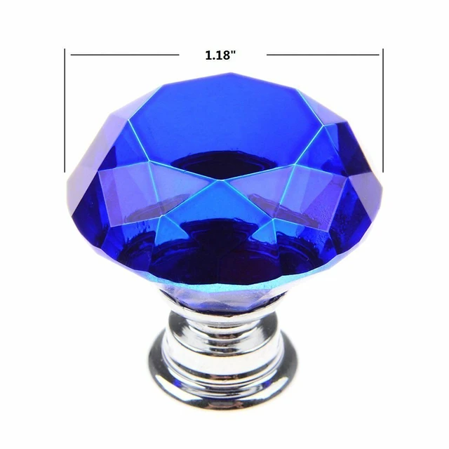 Alt view image 3 of 7 - 10Pcs Crystal Glass Cabinet Knob Diamond Shape 30mm Drawer Cupboard Handle Pull