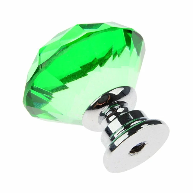 Alt view image 6 of 6 - 10Pcs Crystal Glass Cabinet Knob Diamond Shape 30mm Drawer Cupboard Handle Pull