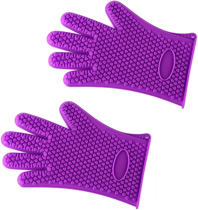 Main image of Silicone BBQ Heat Resistant Gloves Grill Pot Holder Cooking Grip Oven Mitts