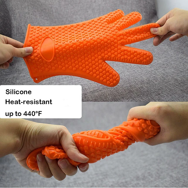 Alt view image 4 of 7 - Silicone BBQ Heat Resistant Gloves Grill Pot Holder Cooking Grip Oven Mitts