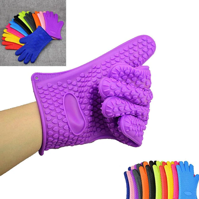 Alt view image 6 of 6 - Silicone BBQ Heat Resistant Gloves Grill Pot Holder Cooking Grip Oven Mitts
