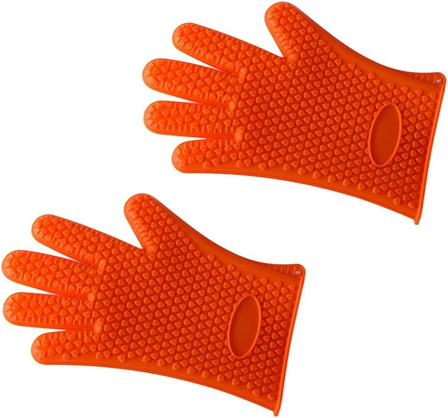 Main image of Silicone BBQ Heat Resistant Gloves Grill Pot Holder Cooking Grip Oven Mitts