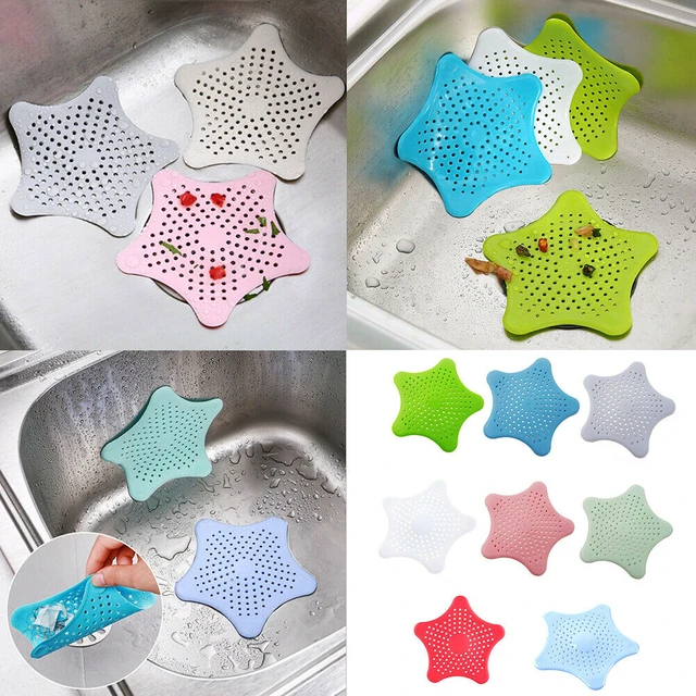 Alt view image 7 of 7 - 8 Pack Silicone Starfish Molded Drain Cover Sink Strainers Kitchen Bathroom