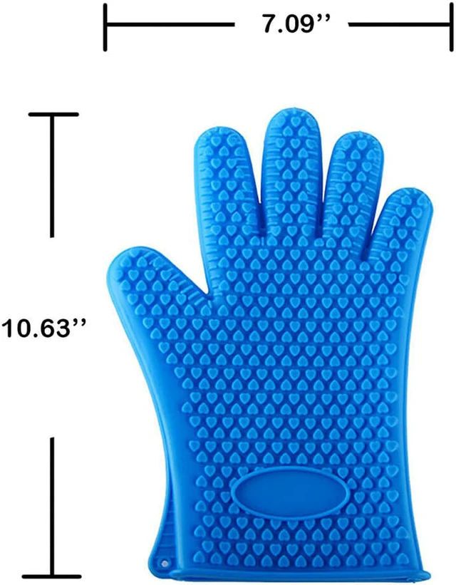 Alt view image 6 of 7 - Silicone BBQ Heat Resistant Gloves Grill Pot Holder Cooking Grip Oven Mitts